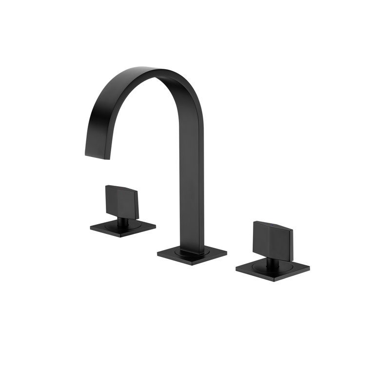 Matte Black Modern Widespread Bathroom Faucet with Pop-Up Drain