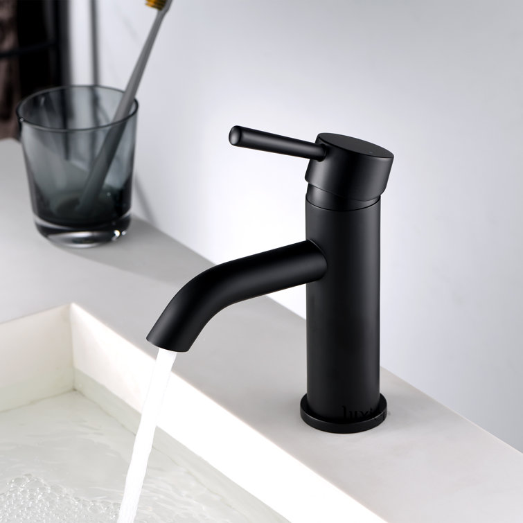 Matte Black Single-Handle Bathroom Faucet with Drain Assembly
