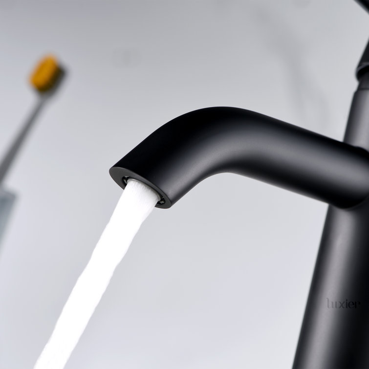 Matte Black Single-Handle Bathroom Faucet with Drain Assembly