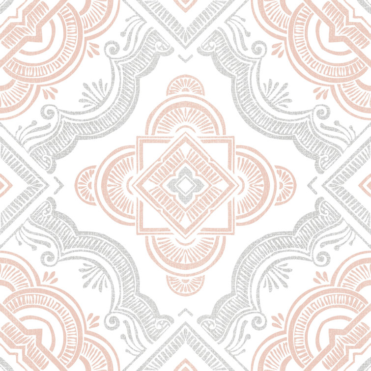 Cecilia 24" x 60" White and Gray Vinyl Peel and Stick Floor Tiles
