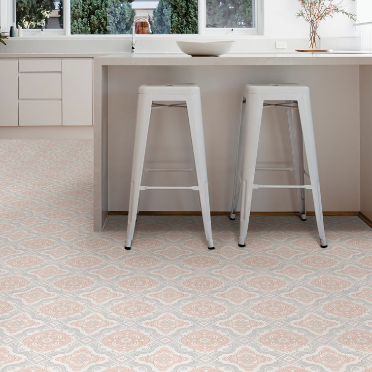 Cecilia 24" x 60" White and Gray Vinyl Peel and Stick Floor Tiles