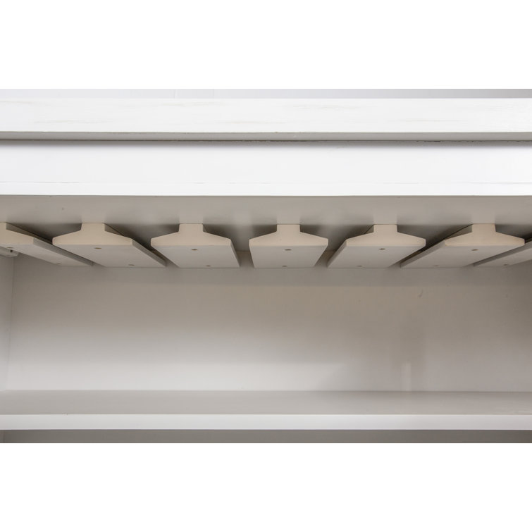 Pearl White and Gold Metal Bar Cabinet with Carrara Marble Top
