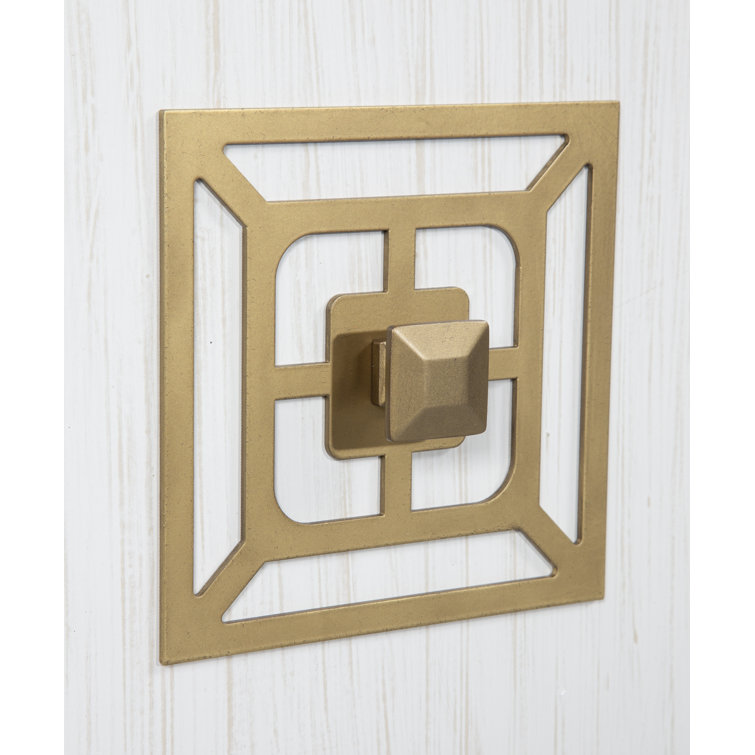 Pearl White and Gold Metal Bar Cabinet with Carrara Marble Top