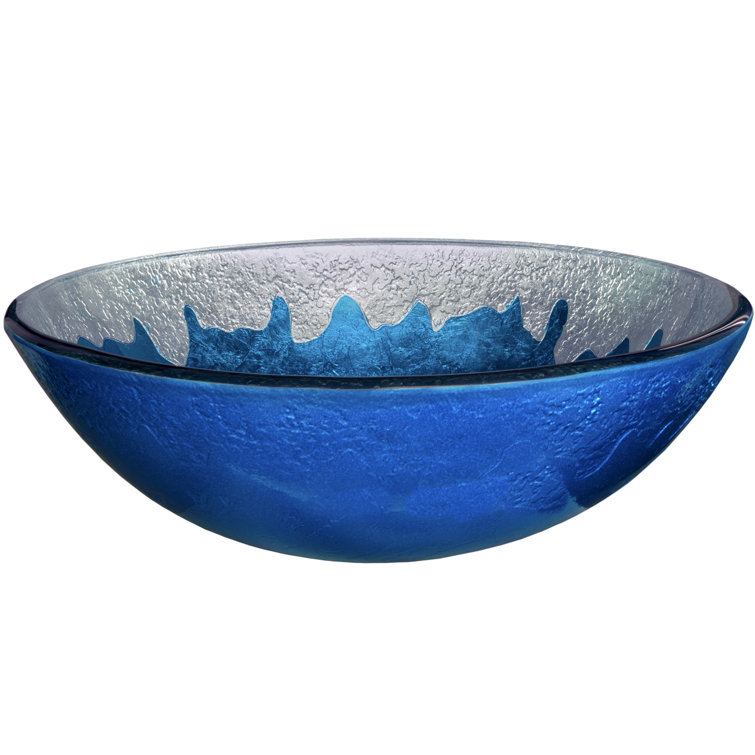 19'' Blue and Silver Glass Vessel Bathroom Sink