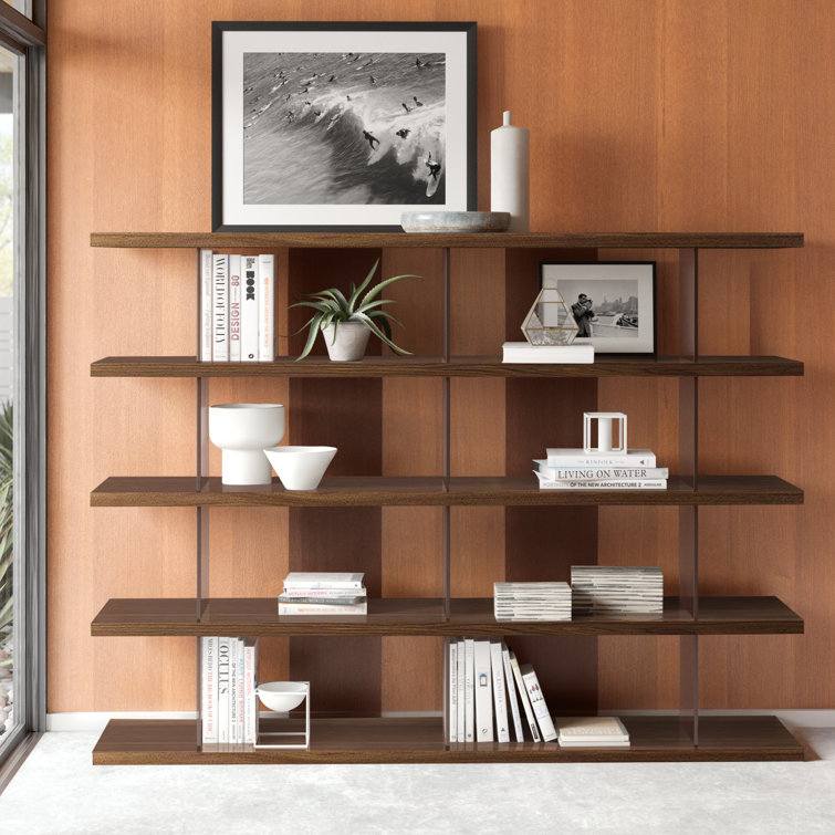 Greenwich Walnut Veneer 78'' Wide Bookcase with Doors