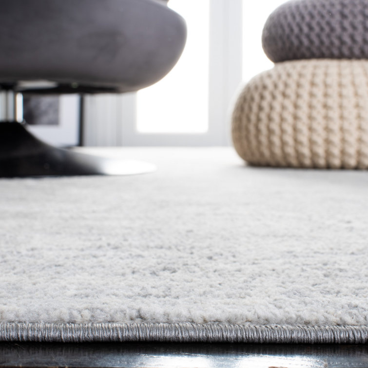 Ivory and Gray Synthetic Square Area Rug, 3' x 3'