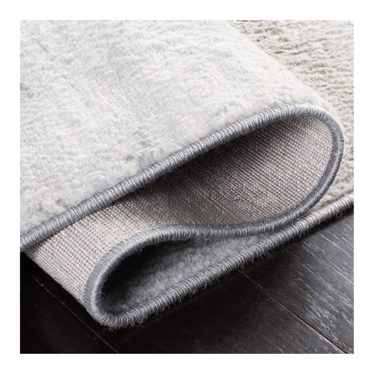 Ivory and Gray Synthetic Square Area Rug, 3' x 3'