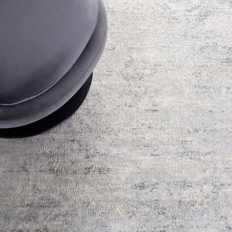 Ivory and Gray Synthetic Square Area Rug, 3' x 3'