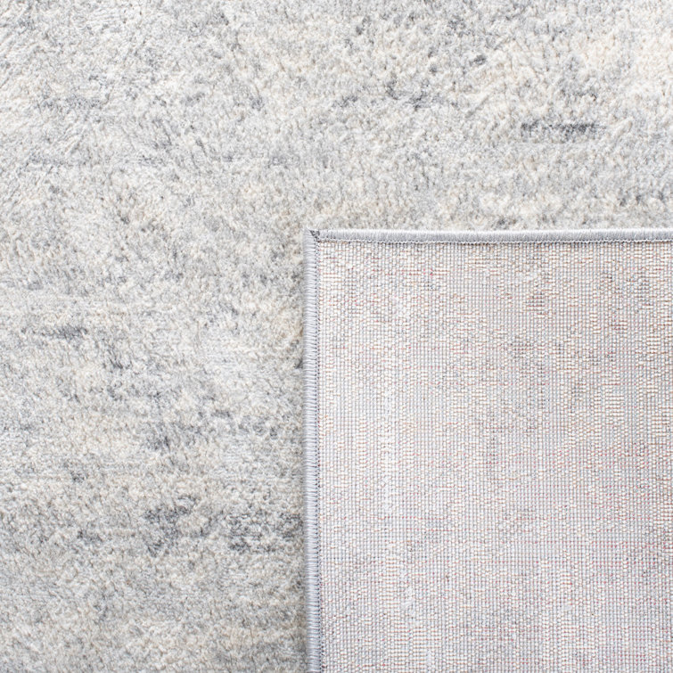 Ivory and Gray Synthetic Square Area Rug, 3' x 3'
