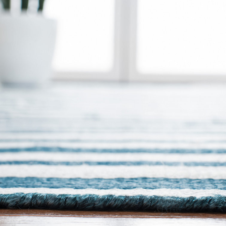 Indigo Surf Hand-Knotted Stripe 4' x 6' Area Rug