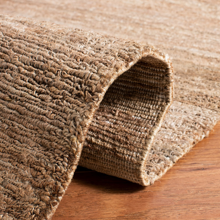 Hand-Knotted Stripe Wool Area Rug in Neutral Tobacco, 4' x 6'