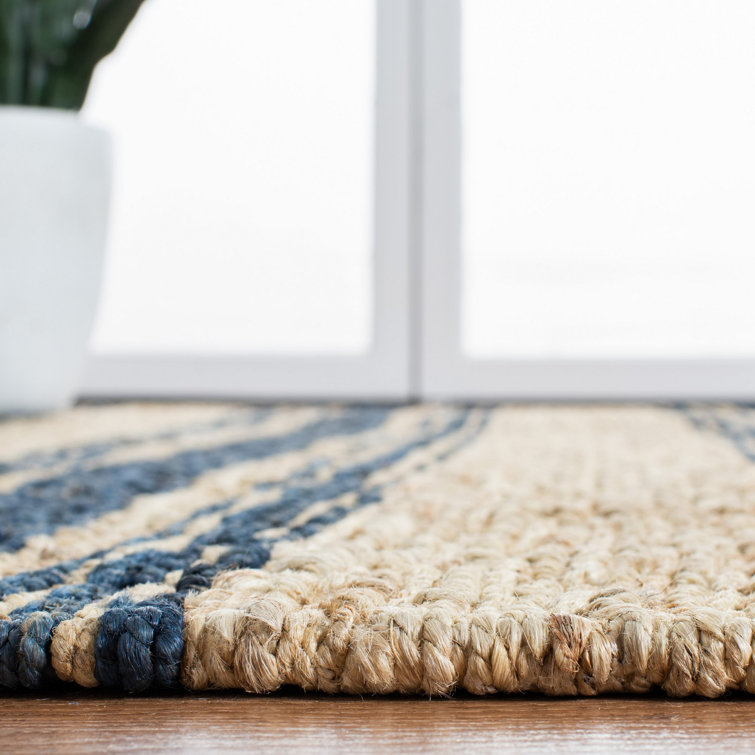 Hand-Knotted Multi-Stripe Jute and Cotton 4' x 6' Rug