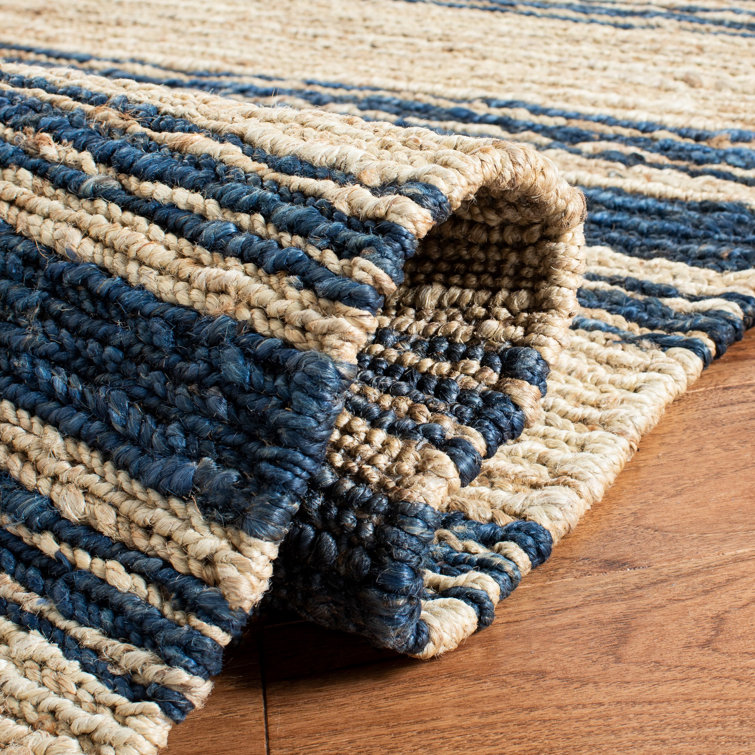 Hand-Knotted Multi-Stripe Jute and Cotton 4' x 6' Rug