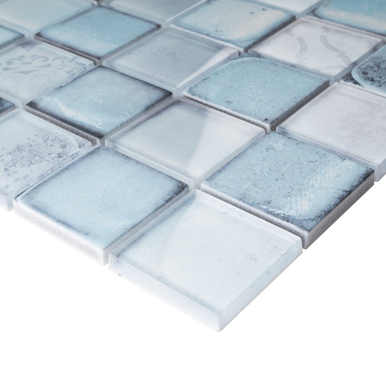 Sky Blue Glass Mosaic Tile Sheet for Bathroom and Kitchen