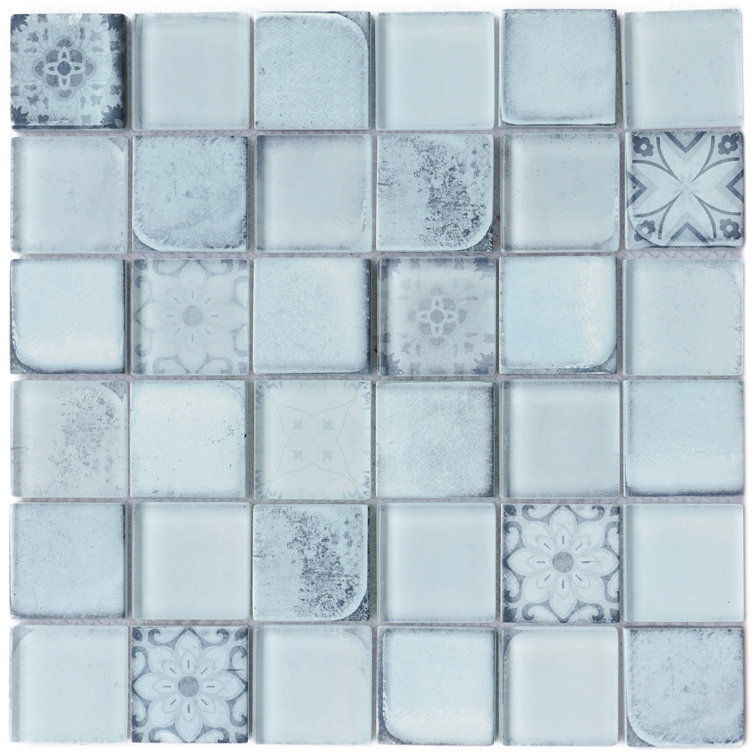 Sky Blue Glass Mosaic Tile Sheet for Bathroom and Kitchen