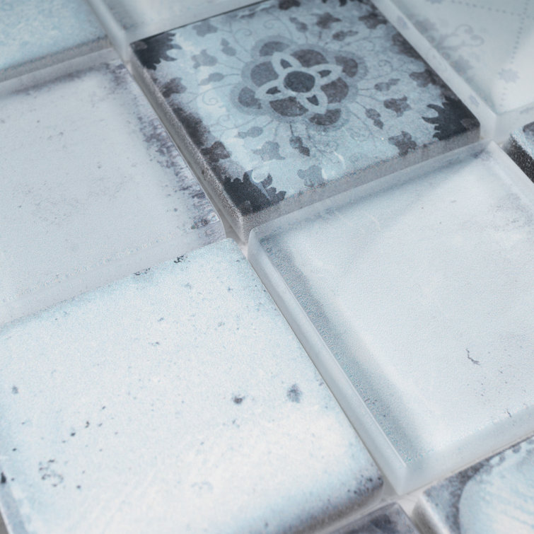 Sky Blue Glass Mosaic Tile Sheet for Bathroom and Kitchen