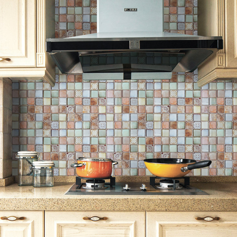 Retro Multicolor Glass Mosaic Wall Tile Sheet