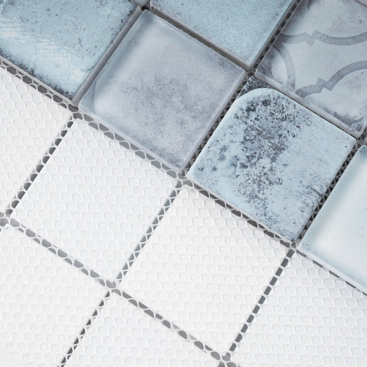 Sky Blue Glass Mosaic Tile Sheet for Bathroom and Kitchen