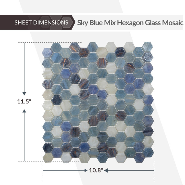Apollo Blue and White Hexagon Glass Mosaic Tile