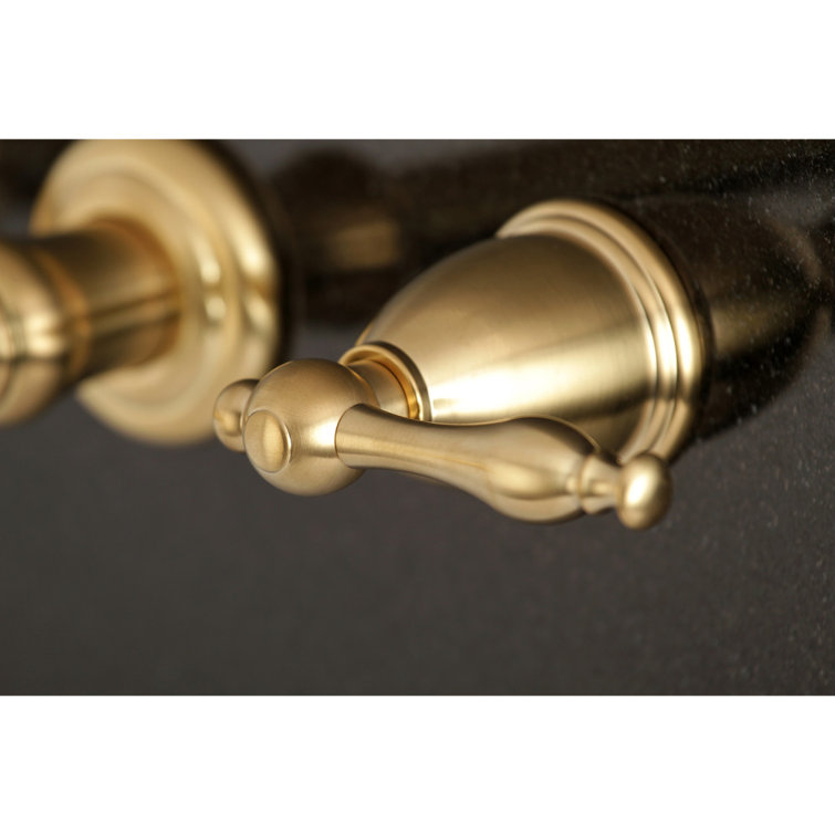 Brushed Brass Dual Handle Wall Mount Tub Faucet