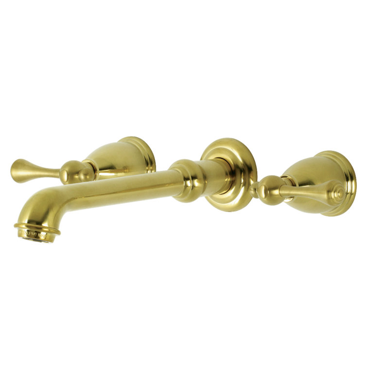 Brushed Brass Traditional Wall Mount Bathroom Faucet