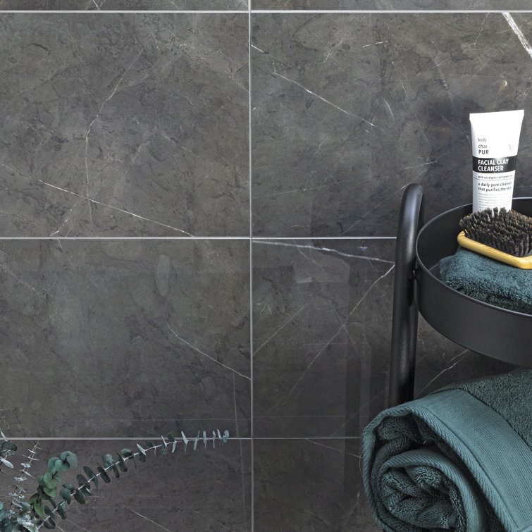 Grace Dark Gray Polished Large Format Porcelain Tile