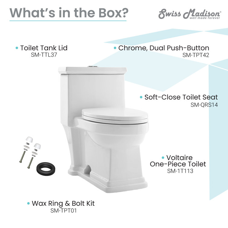 Voltaire White Ceramic One-Piece Elongated Dual Flush Toilet