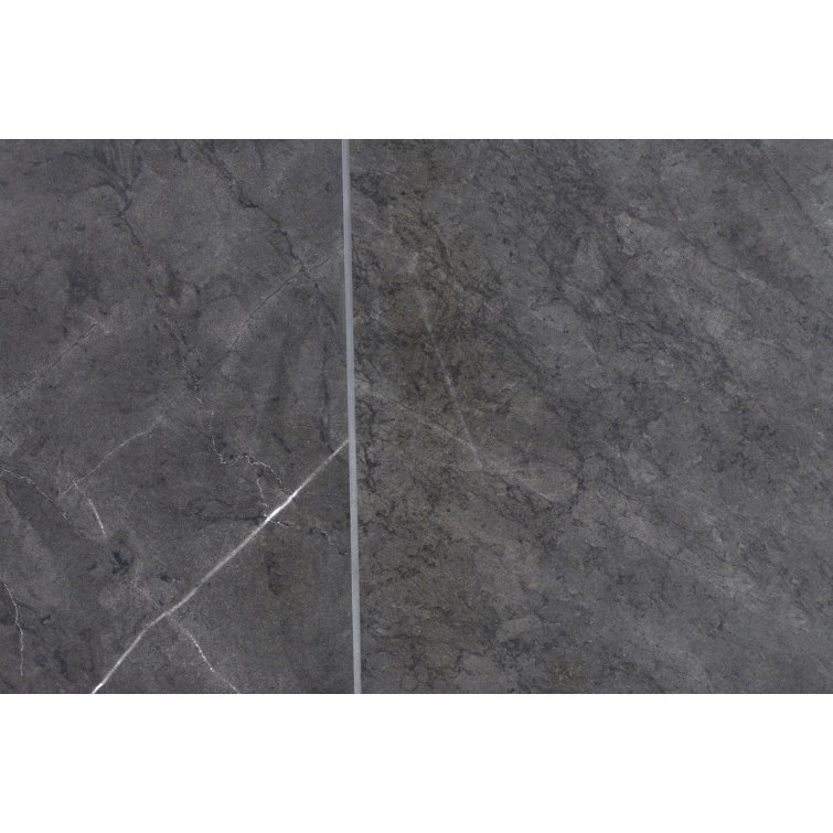 Grace Large Format Dark Gray Polished Porcelain Marble Look Tile
