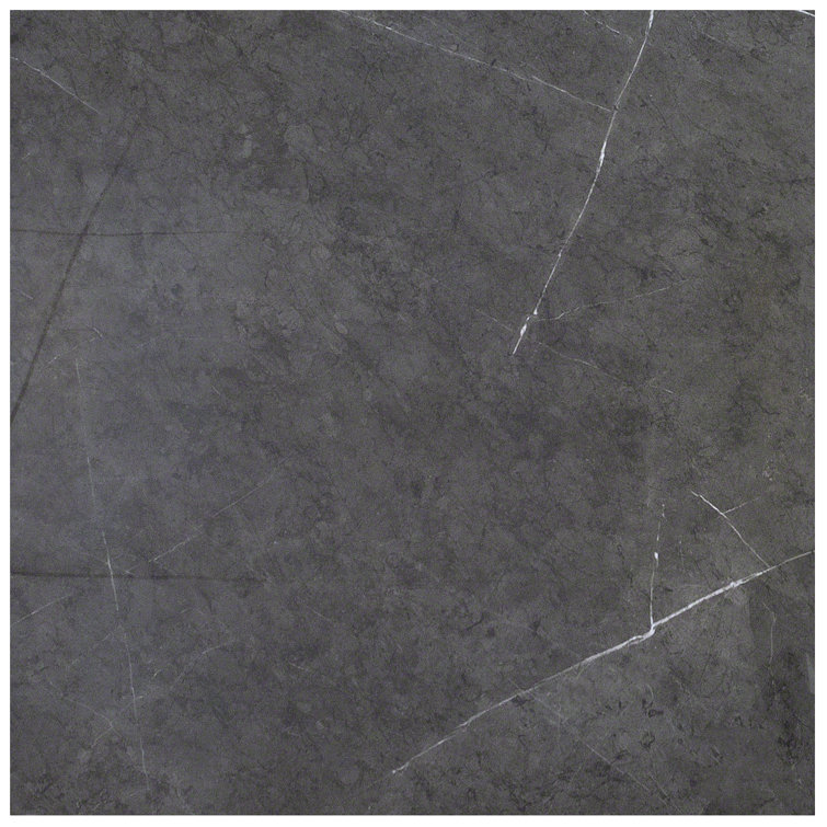 Grace Large Format Dark Gray Polished Porcelain Marble Look Tile