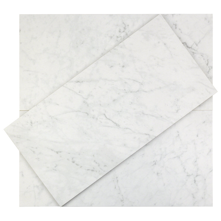 Large Format White Porcelain Marble Look Floor and Wall Tile