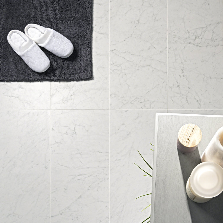 Large Format White Porcelain Marble Look Floor and Wall Tile