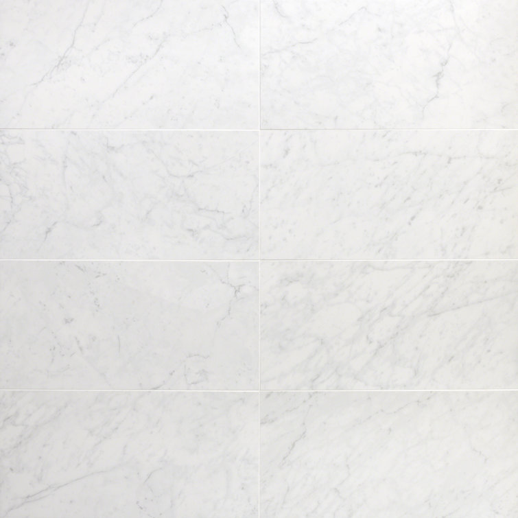 Grace 12" x 24" Polished White Porcelain Marble Look Tile