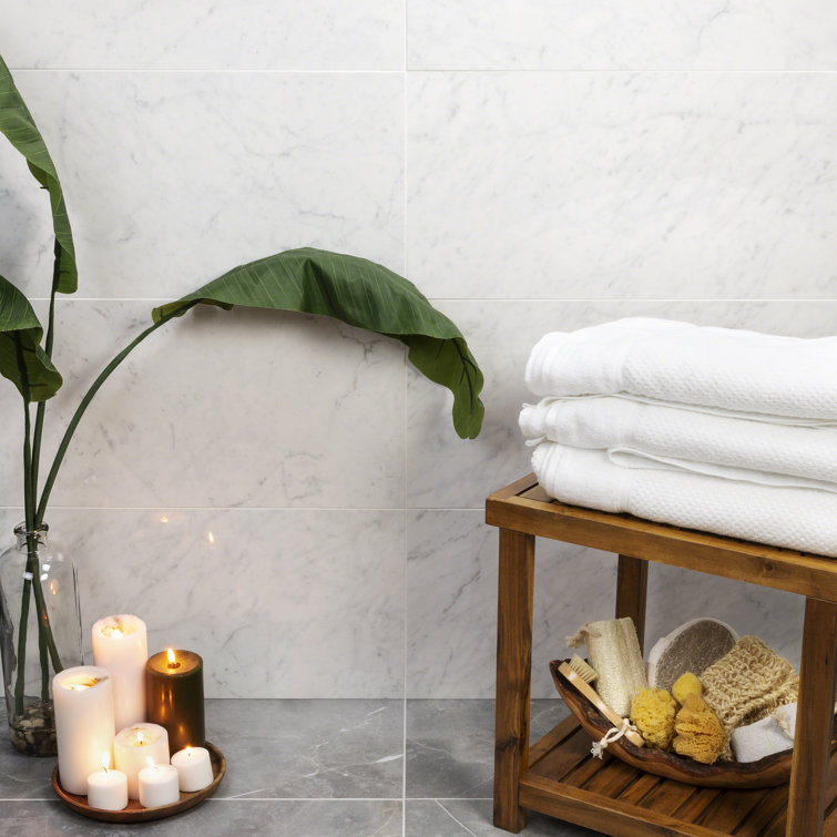 Grace 12" x 24" Polished White Porcelain Marble Look Tile