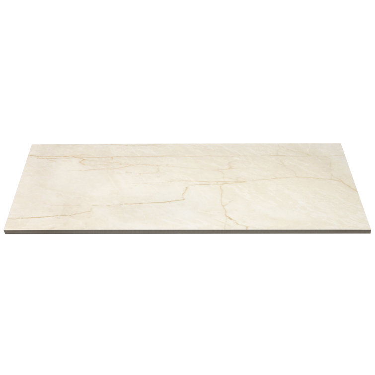 Grace Polished Beige Porcelain Marble Look Rectangular Tile