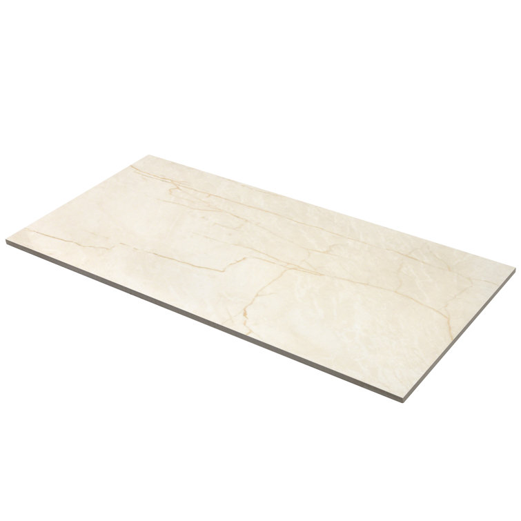 Grace Polished Beige Porcelain Marble Look Rectangular Tile