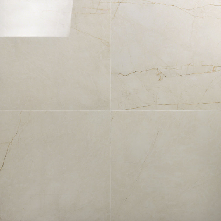 Grace 24" x 24" Polished Beige Porcelain Marble Look Tile