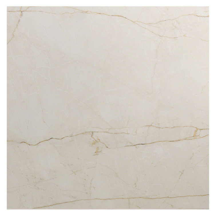 Grace 24" x 24" Polished Beige Porcelain Marble Look Tile