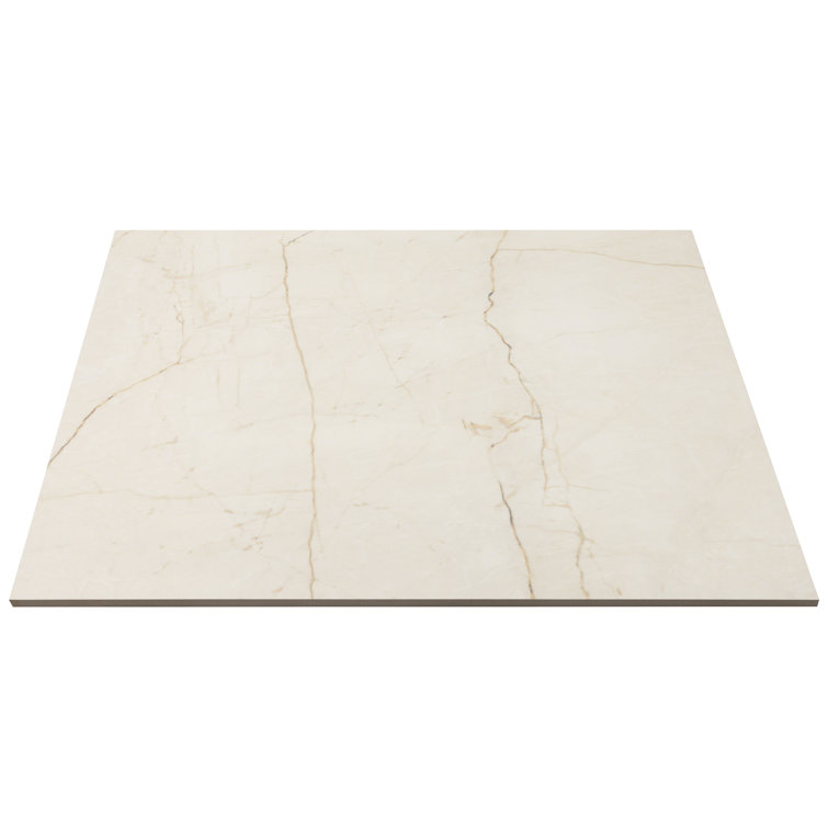 Grace 24" x 24" Polished Beige Porcelain Marble Look Tile