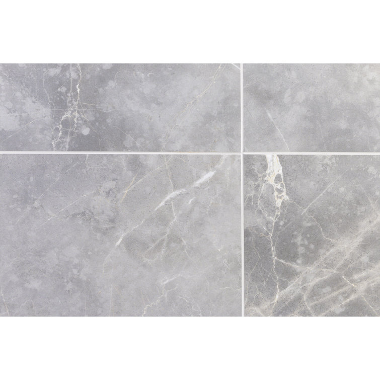 Grace 12" x 24" Matte Gray Porcelain Marble Look Tile