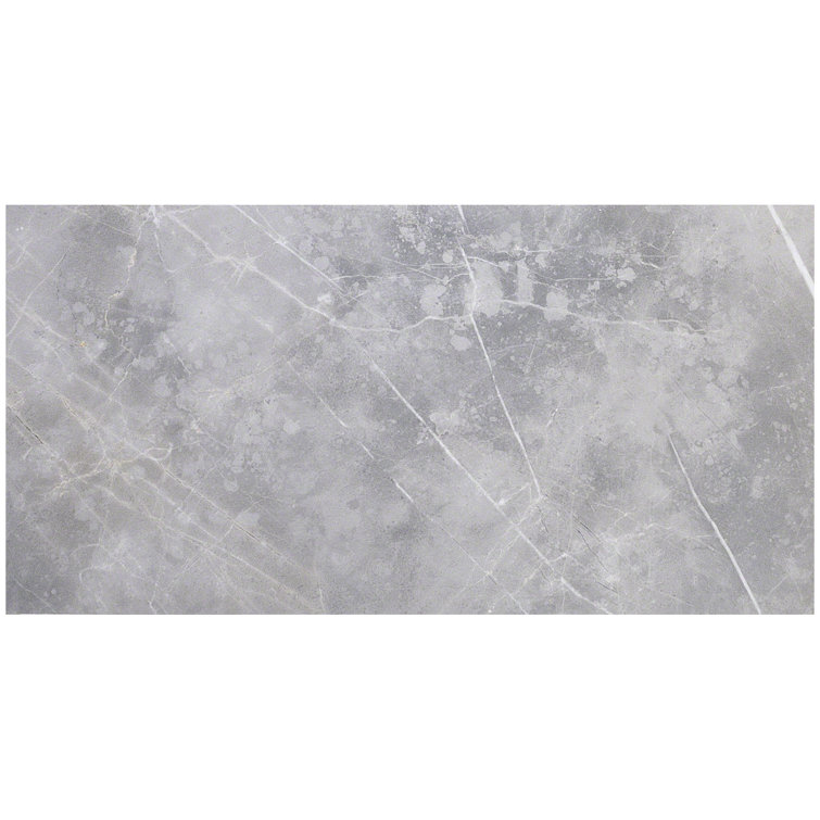 Grace 12" x 24" Matte Gray Porcelain Marble Look Tile