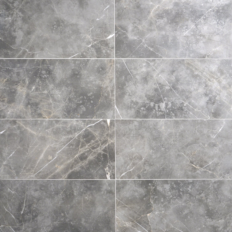 Grace Polished Gray Porcelain Marble Look Large Format Tile