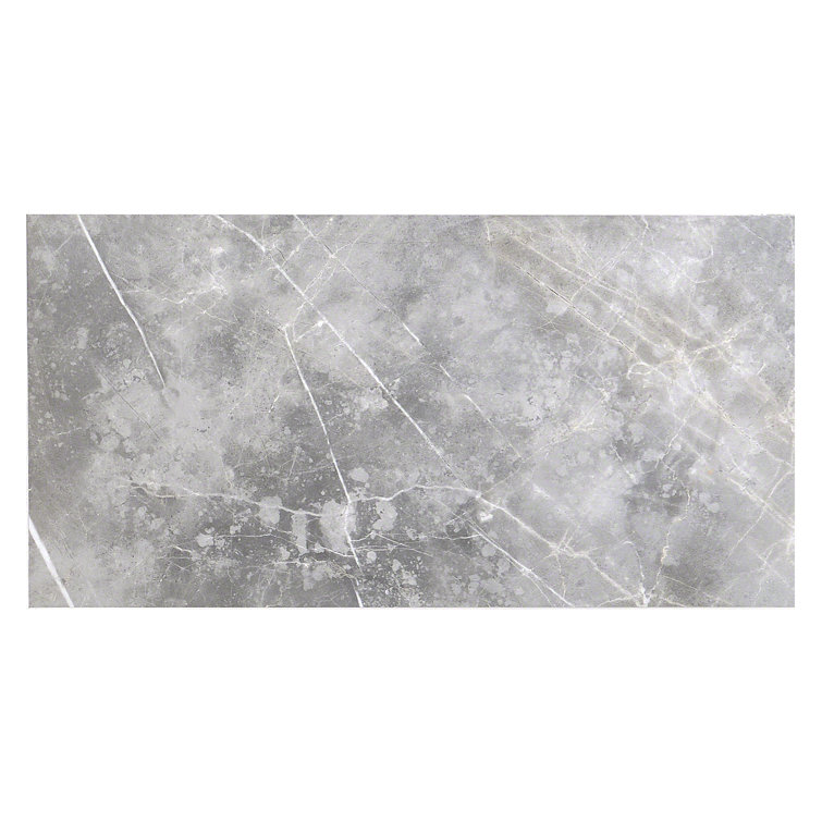 Grace Polished Gray Porcelain Marble Look Large Format Tile