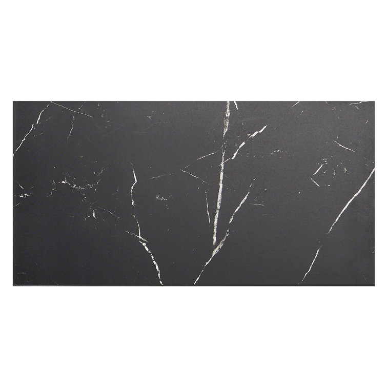Grace Matte Black 12" x 24" Porcelain Marble-Look Tile
