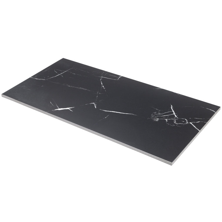 Grace Matte Black 12" x 24" Porcelain Marble-Look Tile