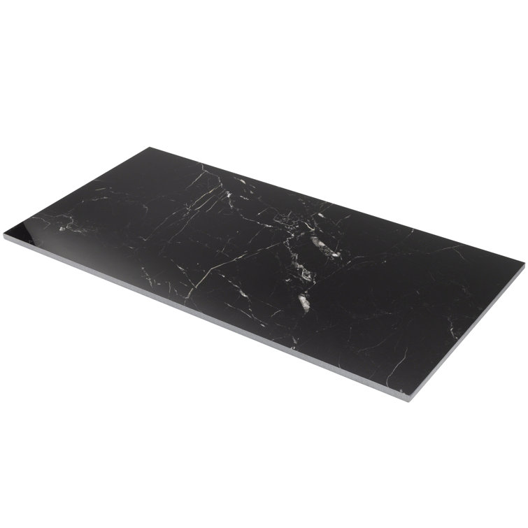 Grace Black Polished Porcelain Marble Look Tile 12" x 24"