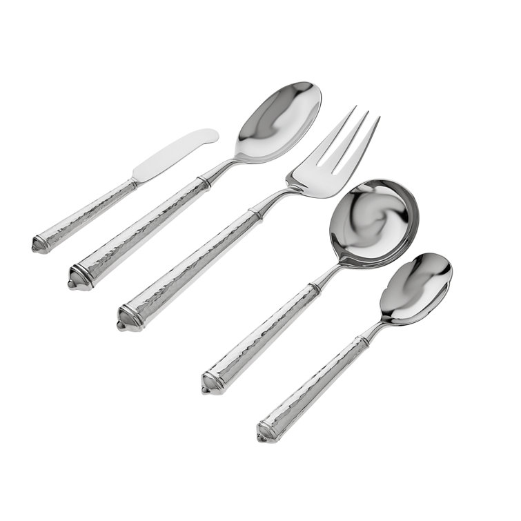 Leopardo Textured Stainless Steel 5-Piece Hostess Set
