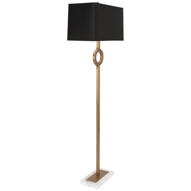 Oculus 62.75'' Warm Brass and Marble Floor Lamp
