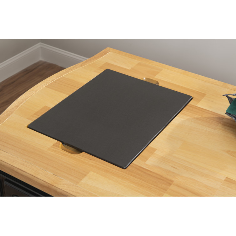Black and Natural Wood Kitchen Island with Granite Top