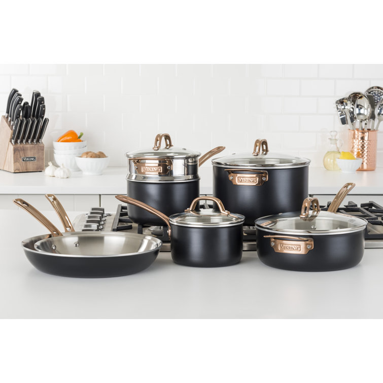Viking 11-Piece Matte Black and Copper Cookware Set