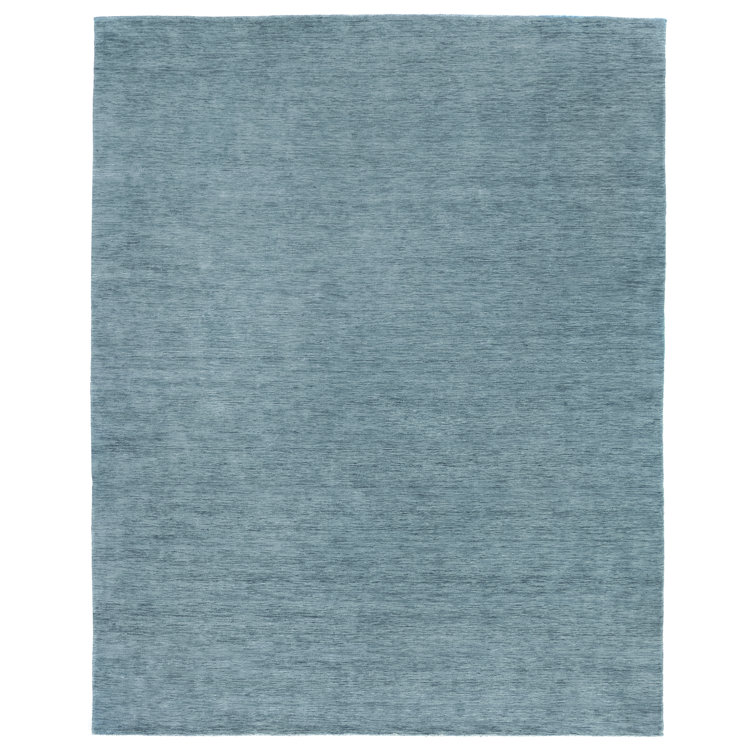 Handmade Soft Teal Wool Rectangular 8' x 10' Rug